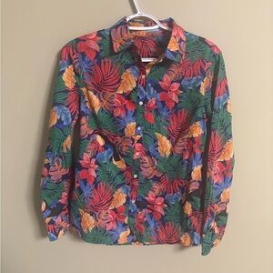 J McLaughlin Colorful Lois Blouse Long Sleeve Button Up Shirt Size XS Maximalist